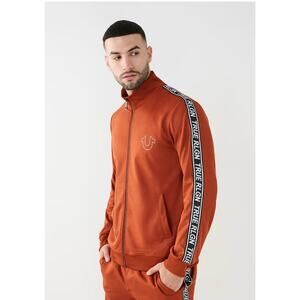 True Religion 3 Side Print Logo Trim Track Jacket Red Full Zip Horseshoe  Small